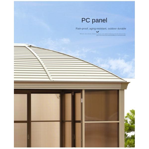 Powder Coated Aluminium Frame Glass Gazebo Sunroom With Galvanized Top