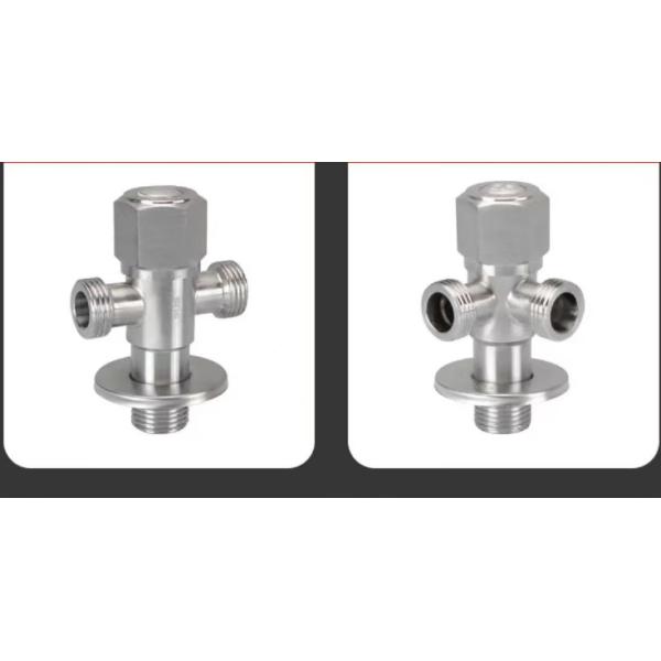 Válvula de parada de três ângulos de banheiro com design moderno e aço inoxidável 304 durável