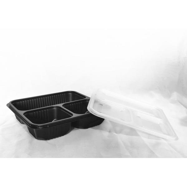 192x192x40mm Disposable Food Packaging Container With Lids 3 Compartment PP