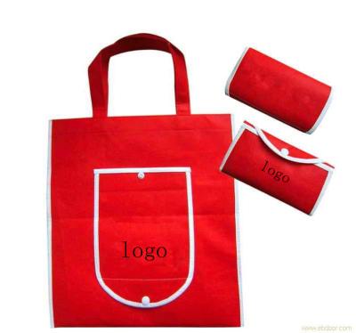 Red Foldable Promotional Gift Bags Canvas Shopping Tote Eco Friendly