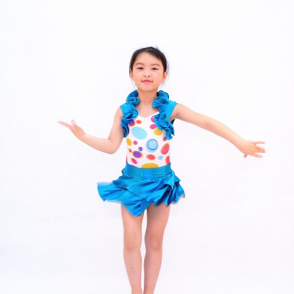 2 In 1 Jazz Tap Costumes Cercle Confetti Bodice Ruflle Halter Neck Leotard Tiered Skirt Outfit