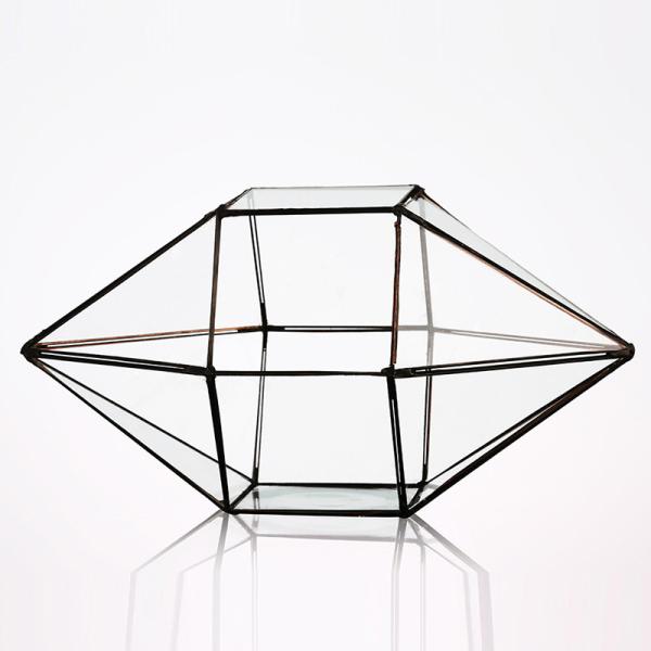 Vaso de vidro claro dado forma diamante, vasos geométricos duráveis do vidro do Terrarium