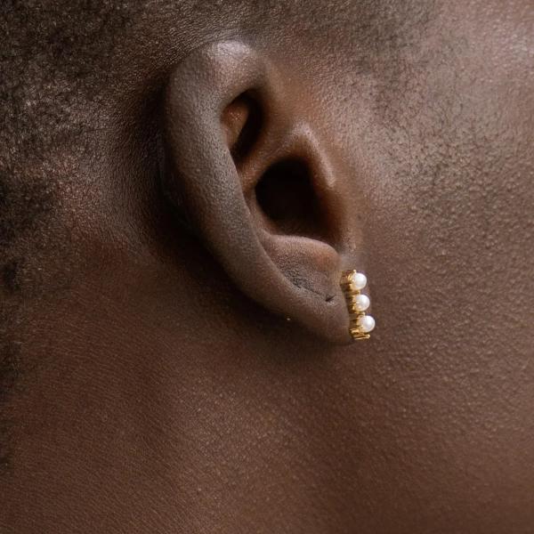 18K Gold Plating Pearl Stud Earrings Sterling Silver with Customized Logo