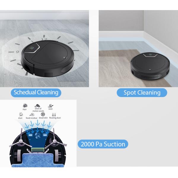 2000Pa Suction Remote Control Vacuum Cleaner , Self Cleaning Vacuum Cleaner 0-65dB