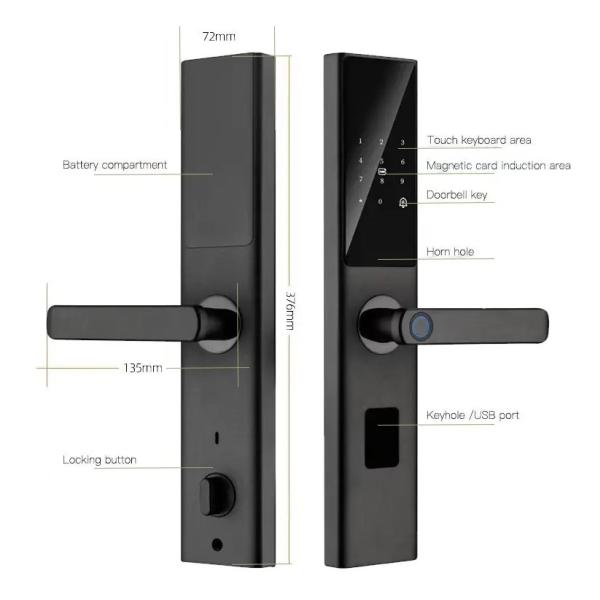 Код RFID IC-карта Смартфонный приложение Разблокировать биометрический отпечаток пальца Умный замок Туя Умный Wi-Fi Цифровой дверной замок