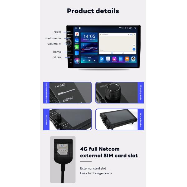 Функция CarPlay Double Din Touch Screen Car Media Player с разрешением 1280*800