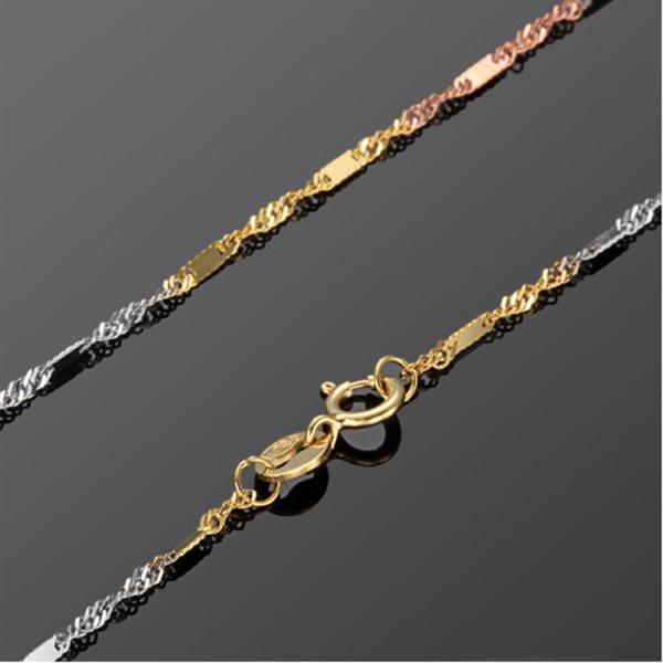 Fine Jewelry 18K White Rose Yellow Tone Gold Chain Necklace for Women (NG0116)