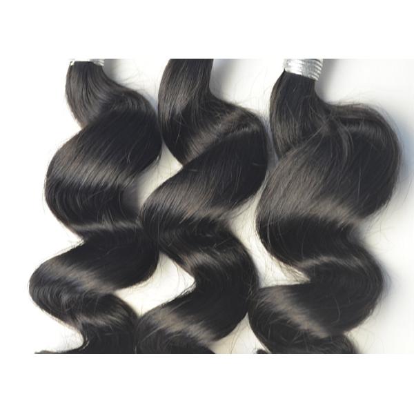 22 Inch Peruvian Virgin Hair / Natural Black Loose Wave Hair Bundles