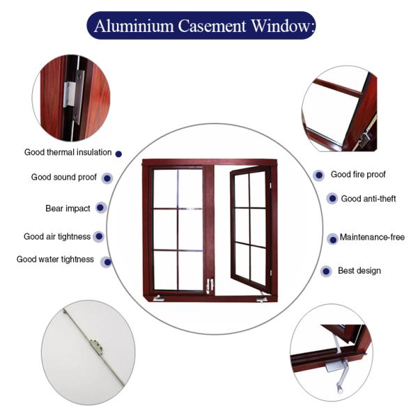 Chinese Top White Frame Aluminum Alloy Casement Windows for Security and Louvre