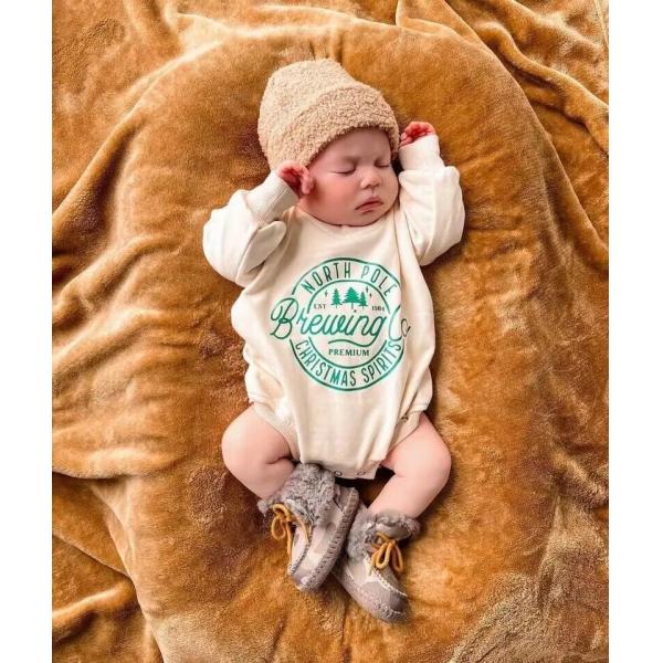 1 Pcs Custom Tag Christmas Cotton Romper Spring Autumn Newborn Infant Toddler Boys Girls Clothing Long Sleeve baby Cloth