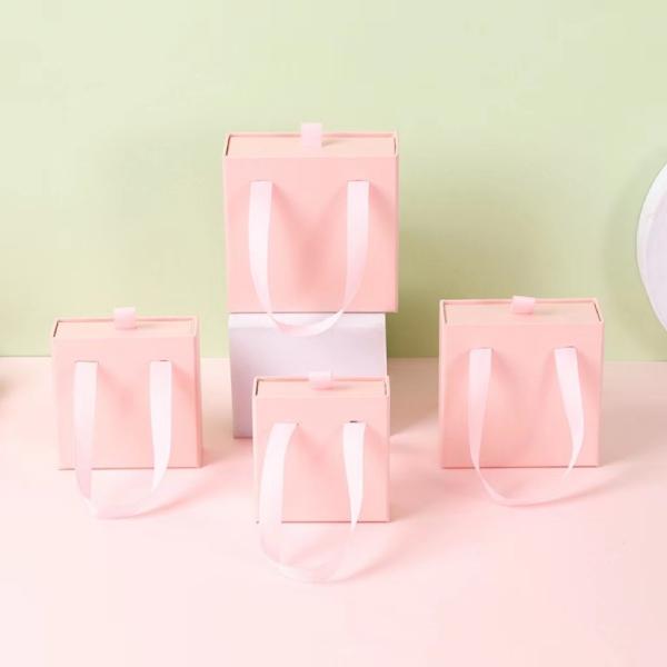 Gold Silver Foil Logo Paper Jewellery Packaging Sliding Drawer Box 9x9x3.4cm 8x8x3.2cm