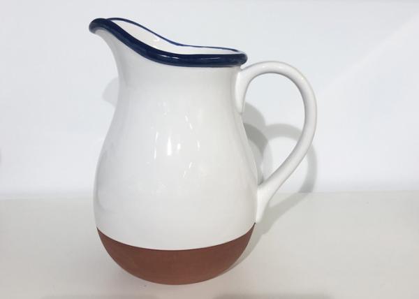 White Solid Glazed Coated Ceramic Stoneware Terracotta Water Jug Pitcher