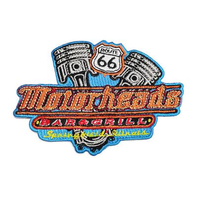 Durable Custom Embroidered Emblems , Twill Fabric Iron On Brand Patches
