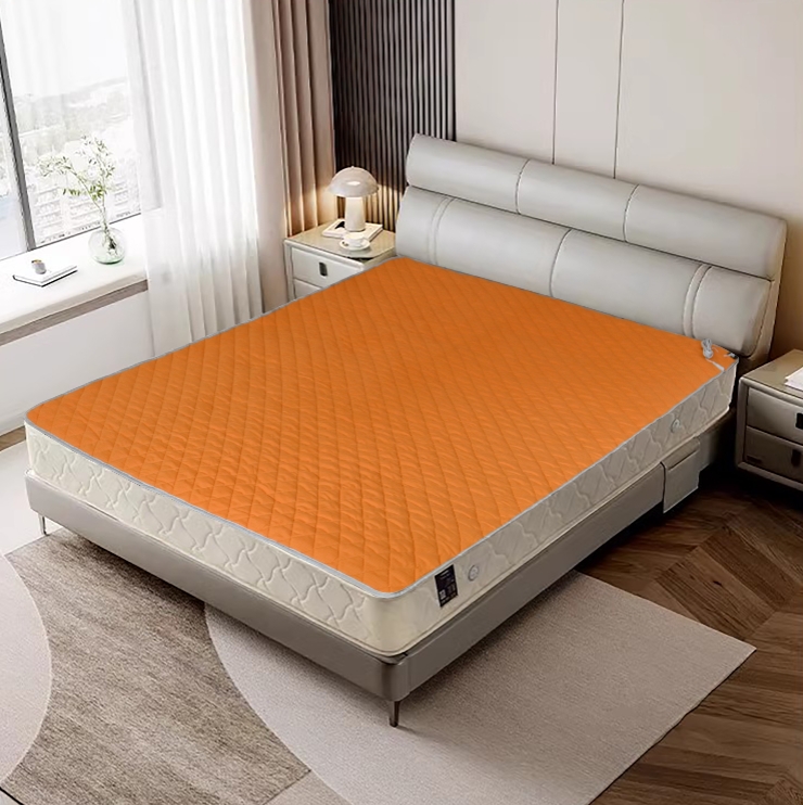 Orange Plush Silver Sleep Pad Mat Grounding Mattress with Conductive Earthed Bed Mat Cord Improved Sleep Quality Safety Product