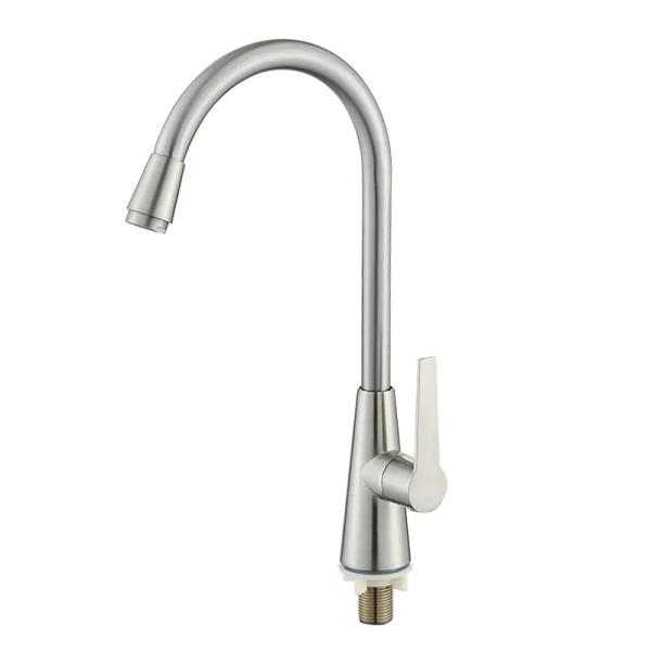 Induction Tap Silver Zinc Alloy Kitchen Sink Faucets With Earthenware Spool Material