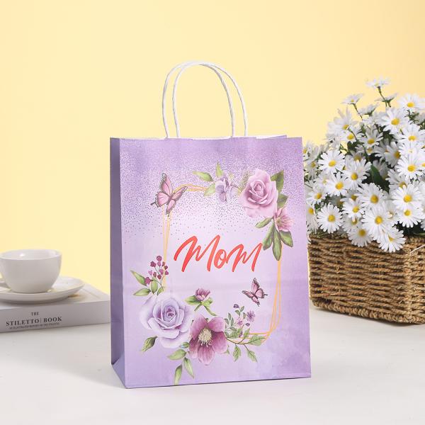 Luxury Packaging Style Brown Kraft Paper Tote Bag for Mother's Day Celebration