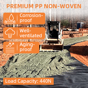 Geotextile Landscape, 4ft X 50ft & 6oz Geotextile Fabric, PP Drainage 350N Tensile Strength & 440N Load Capacity, For Driveway & Road Stabilizationr, Erosion Control, French Drains