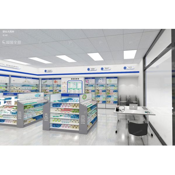 04-XDZYS008 Modern Pharmacy Counter Table Medicine Store Display Pharmacy Shelves For Pharmacy Shop Interior Design