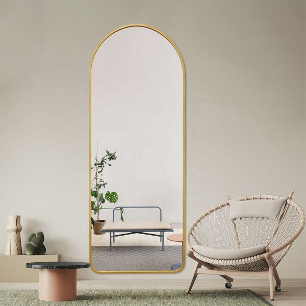 Wall Mounted Metal Frame Arch Bathroom Mirror Decorative Dressing Mirror For Bedroom