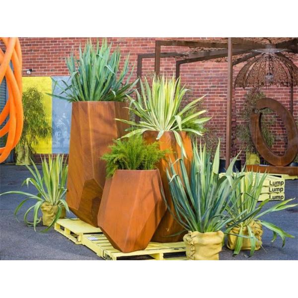 Customized Garden Rectangular Metal Flower Pot Corten Steel Planter Pots
