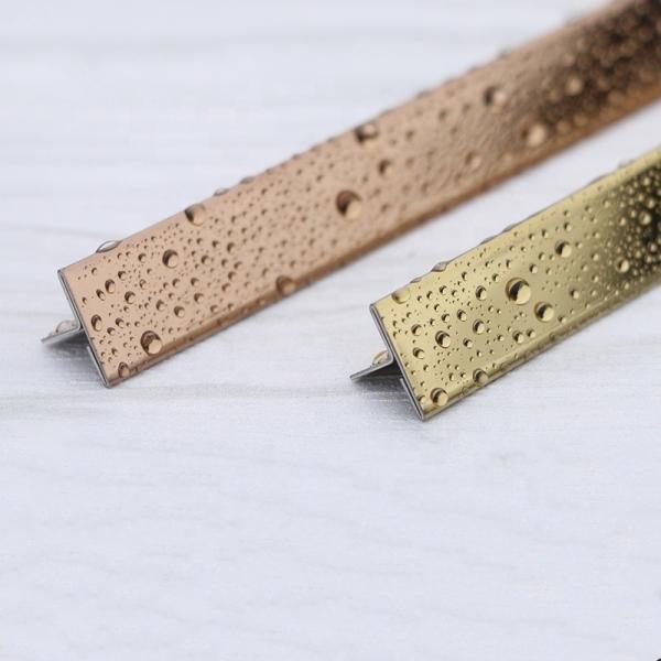 Colored Hairline Stainless Steel Backsplash Edge Trim T Channel 0.5mm 3mm SS 304