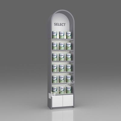 Infant Formula Cabinet Single-sided Wooden Shelf  with LED Light Strips for Maternity Shop Interior Design