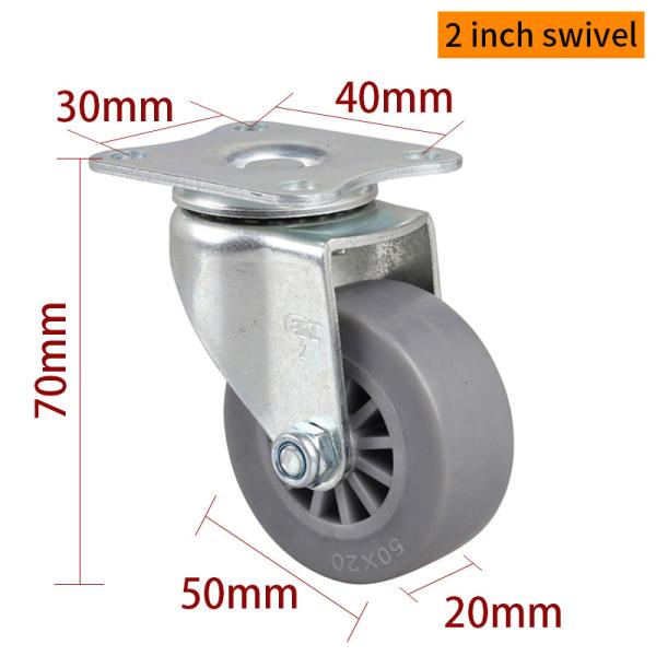 EDL Mini ruedas de ruedas de 2 pulgadas 30 kg de placa TPE por tipo rígido, giratorio y freno