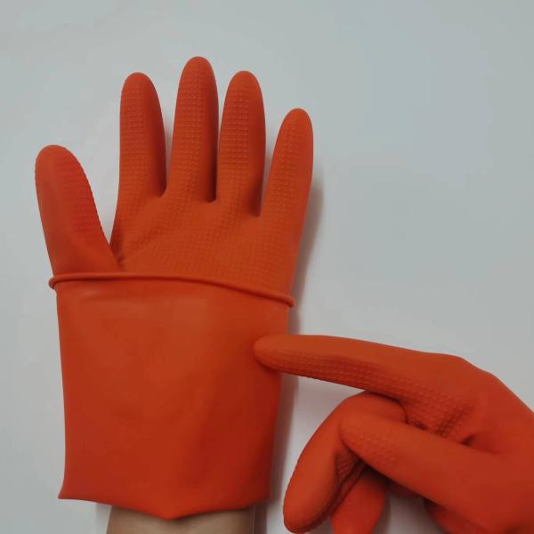 30cm Industrial Latex Household Glove Chemical Resistance Thickening Orange Latex Glove