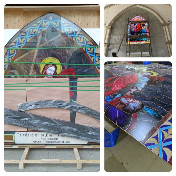 Architectural Stained Glass Panels - 3mm Beveled Hand-Painted Decor for Churches, Chapels and Luxury Interiors