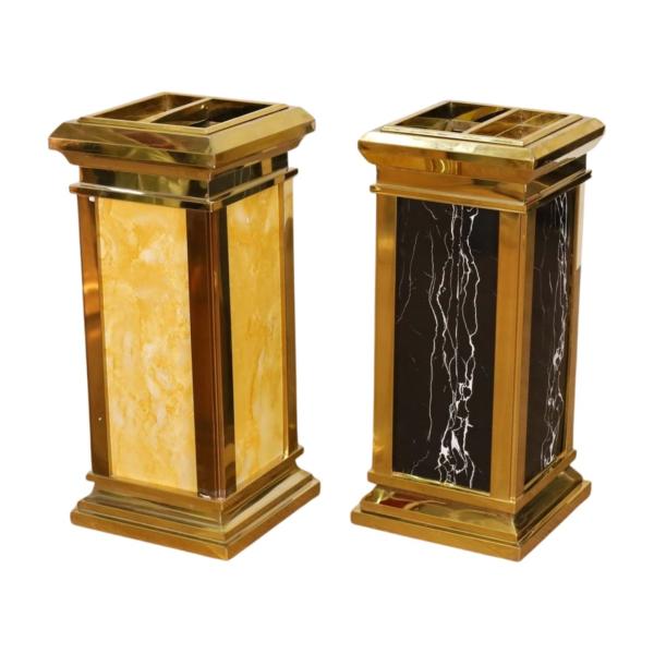 Wholesale Stainless Steel Metal Garbage Can Square Double Layer Waste Bin Hotel Guestroom Office Home Open Top Trash