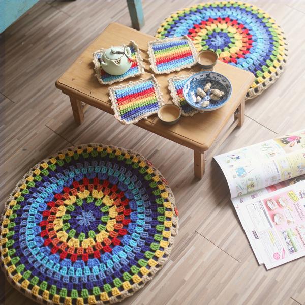 Y-F Earthy Cute Boho Color Crochet Floral Doilies Coasters Cup Drink Coasters Dinning Coffee Table Decor 2025