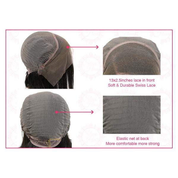 Straight Human Hair Ombre Full Lace Pink Wig Black Root Light pink Front Lace Wig Middle Part With Baby Hair