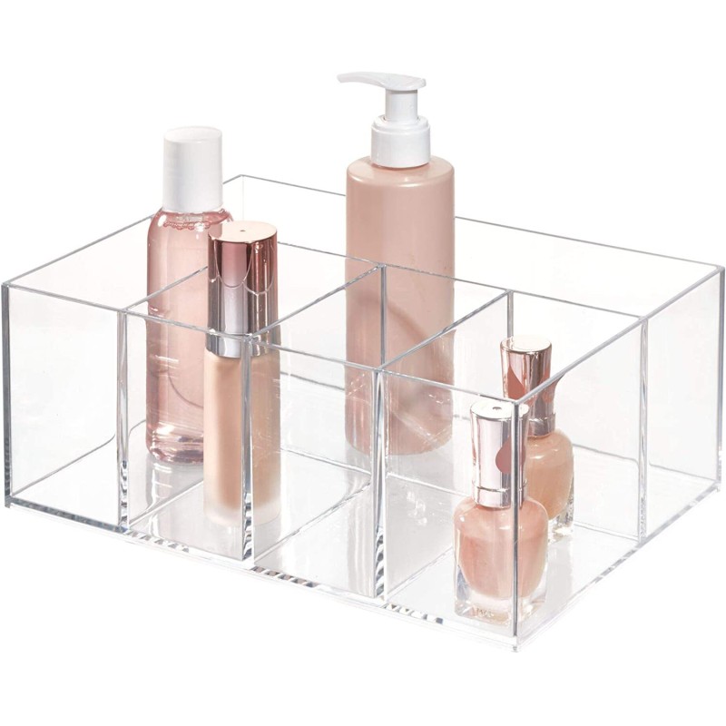 Modern Transparent Plastic Storage Case with Compartments for Beauty Products Toiletries and Personal Items