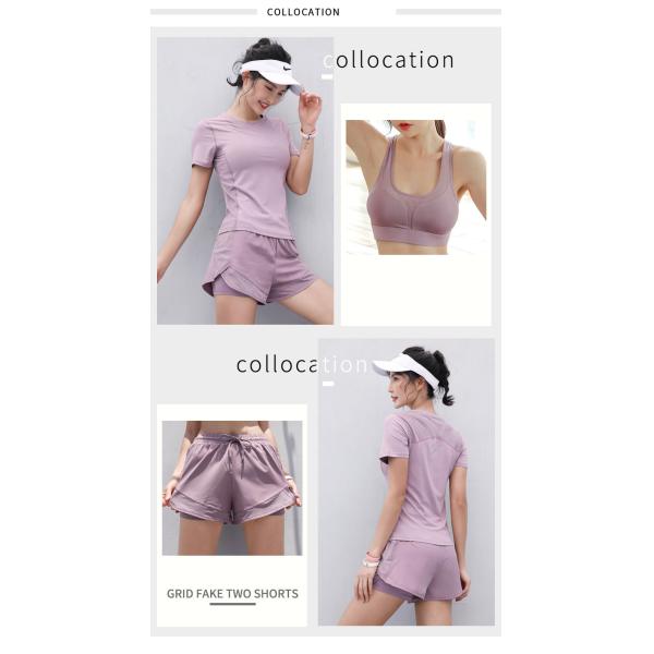 Flatlock stitching Women'S Athletic Clothing Mesh Splice Short Sleeve Sports Shirts