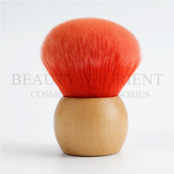 Wooden Base Red Bamboo Kabuki Brush Round Kabuki Brush Eco Friendly