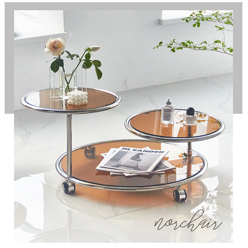Modern EUROPEAN Design Glass Top Coffee Table with Rotating Function and PU Leather Cover