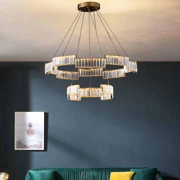Lumière à pendentif en cristal moderne avec finition dorée 3000-6000K