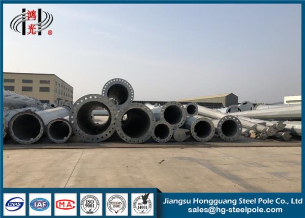 HDG Polygonal  Q460 Galvanized Steel Pole With Climbing Ladder