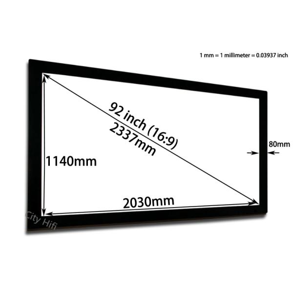 Durable Multimedia Cinema Screen 92 Inch Diagonal 16 To 9 Format Flat Fixed Frame Screens