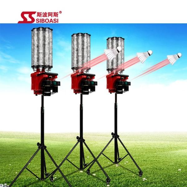 Red Badminton Shuttlecock Feeder Machine 145cm-215cm Lifting Random function