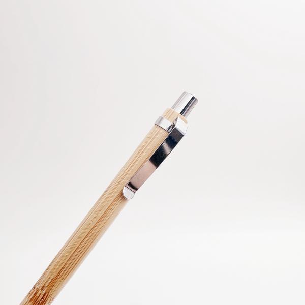 Escola de bambú de madera lápiz de prensa automática Eco amigable lápiz con clip de acero