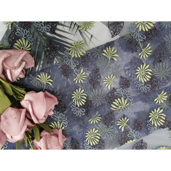 Вышивка покрашенная тканью маркизета шнурка 3D 125CM флористической металлический Тюль