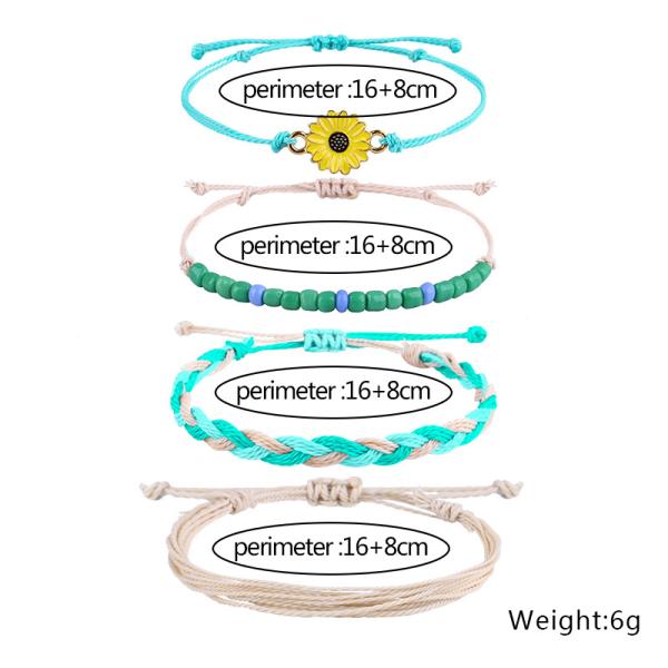 Colorful 16 8CM Wax Thread Braided Rice Bead Bracelet for Women Handcrafted Design