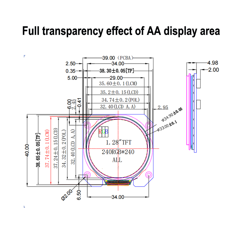 1.28-inch TFT LCD display, IPS screen, circular display, capacitive touch screen, GC9A01 driver,segment lcd display,segment lcd