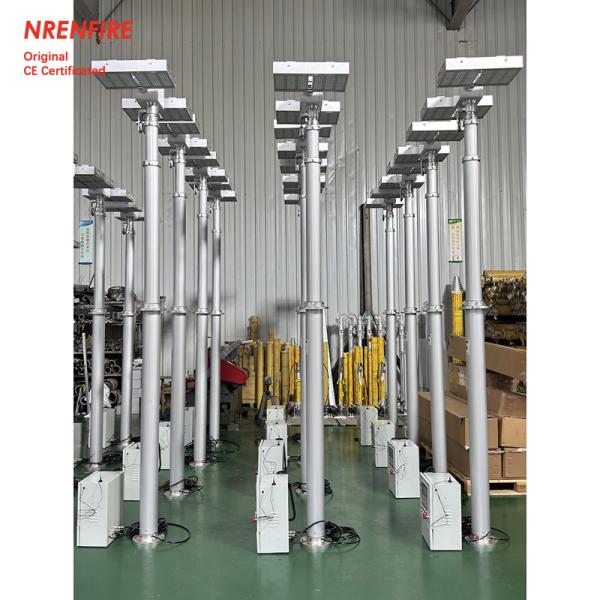 6m mobile pneumatic telescoping light mast tower for fire truck-pan tilt unit-remote control