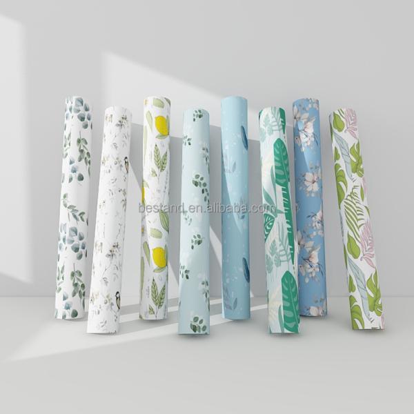 Autoadhesivo Vintage Papel de pared floral Estante de revestimiento para la cómoda de los cajones del gabinete a prueba de agua y diseño de flores 3D moderno