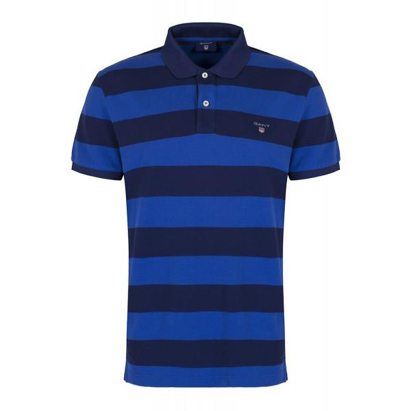 Navy Blue Cool Touch POLO T Shirts With Pocket / Block Stripes / Polo V Collar