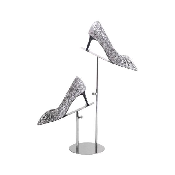 Two Heads Shoes Display Stands Mirror Silver Shoe Display Shelf For Men Women