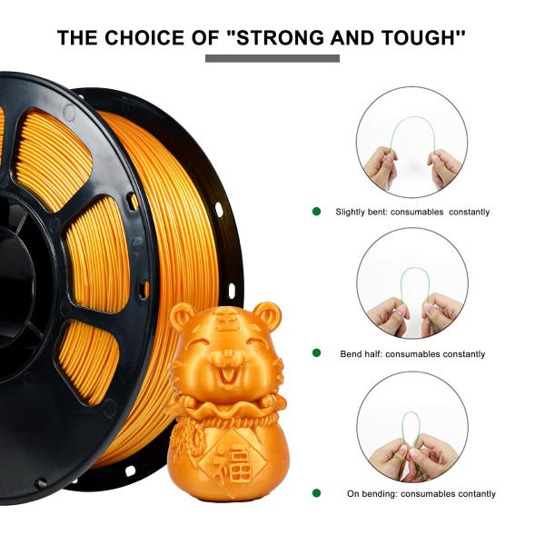 Strong PETG  Gold 3D Printer Filament 1.75mm Dimensional Accuracy +/- 0.02mm