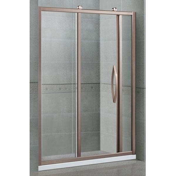 Inline Two Fixed Glass Shower Cubicles Rose Golden With Aluminum Alloy Outside Wheels